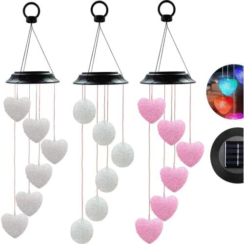 Solar LED Wind Chimes Color Changing Hanging Garden Yard Lighting Decors Auto On Off 600mAh Window Night Lamp Camping Lantern