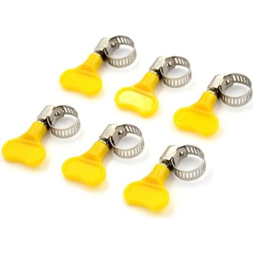 Homebrew Pipe Clamp Fit 6mm O.D ~ 29mm O.D Tube Plastic Handle Stainless Steel Butterfly Hose Clamp 6PCS