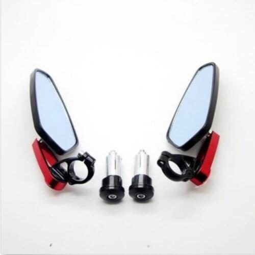 Universal Motorcycle Motorbike Aluminum Alloy 7/8" 22mm Bar End Side Rearview Mirrors Motorcycle Rearview Mirror (Red/Blue)