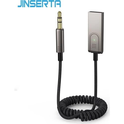 JINSERTA USB Bluetooth Adapter Dongle 3.5mm AUX Car Receiver Cable Bluetooth 5.0 Dongle Handfree Car Kit Support Navigation