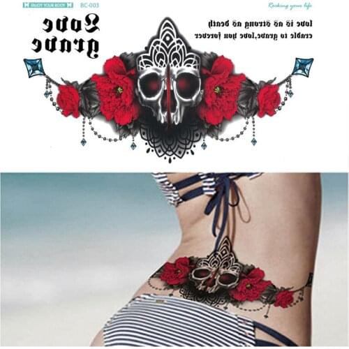 1Pcs Mandala Temporary Tattoo Large Henna Arabic Underboob Back Chest Body Art Womens