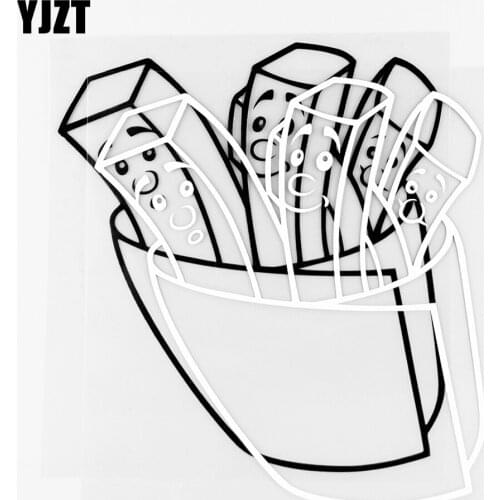 YJZT 13×14.3CM Cartoon Fries Personality Car Stickers Body Styling Vinyl Decals Black/Silver 20B-0094