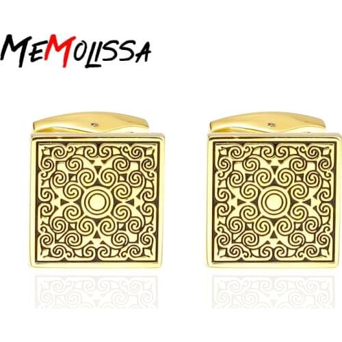 MeMolissa High Quality French Style Golden Rose Cufflinks For Mens Shirt Brand suit Cuff Buttons Top sale Cuff Links Jewelry