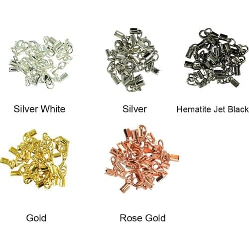 12 PCS Brass Lobster Claw Clasp Ribbon Leather Fold Over Crimp Clip Cord Ends Set DIY Jewelry Making Necklaces Findings