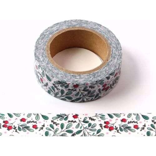 10pcs/lot Decorative Red Bud Grean Leaves Washi Tapes Paper DIY Scrapbooking Planner Adhesive Masking Tapes Kawaii Stationery