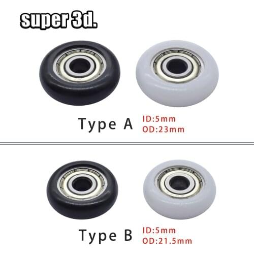 10pcs/lot Kossel Nylon Plastic Roller bearing wheels Pulley delrin POM 5x21.5/23x6mm 3D printer parts Groove Ball Bearings