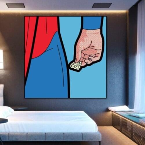 100% Hand Painted Pop Art The Secret Life of Heroes Oil Painting on Canvas for Room Decoration