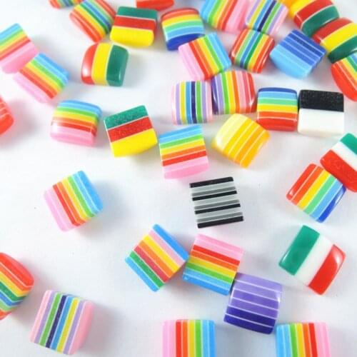100pcs 8*8mm Half Square Flat Back Cabochons Mixed color Acrylic Resin Beads DIY jewelry For Necklace Scrapbook Craft Decoration