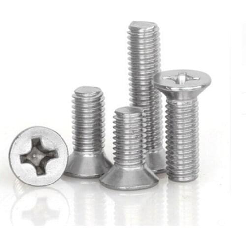 200PCS M3 Stainless steel countersunk screw flat head Philips Metric Thread M3*10/16/20/25/30mm