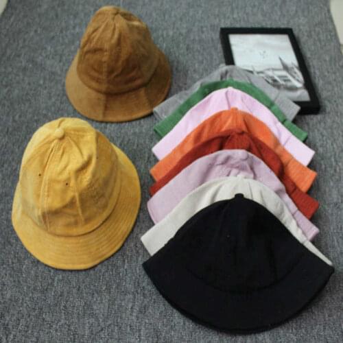 2020 Corduroy Tweed Bucket Hat Women Panama Winter Solid Japanese Streetwear Folding Sunscreen Big Wide Visor Vintage Flat Hat