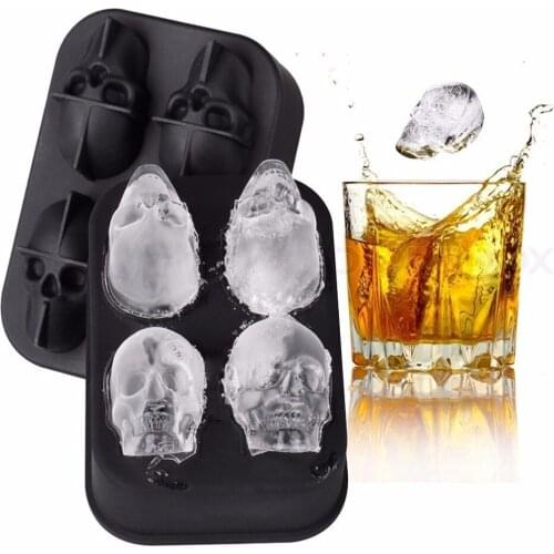 3D Skull Ice Cube Maker Bar Party Whiskey Wine Silicone Mold Summer Ice Cube Tray Ice Cream Tools Kitchen Accessories