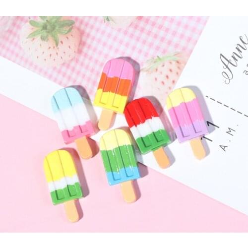 5PCS Popsicle Mini Cartoon doll Accessories for 1/6 1/12 doll Dollhouse Miniature Pretend ice cream Kitchen Food