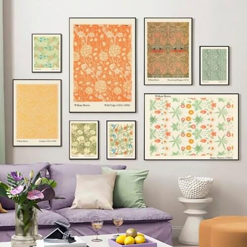 Abstract William Morris Fabric Designs Wall Art Canvas Painting Nordic Posters And Prints Wall Pictures For Living Room Decor