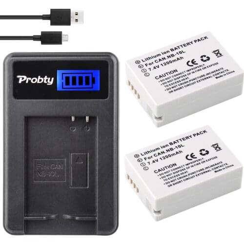 For Canon NB-10L NB 10L battery (2 Pack ) + charger For PowerShot SX60 HS, SX50 HS, SX40 HS, G15, G16, G1X, G3X, Digital Camera