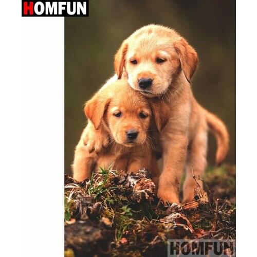 HOMFUN Full Square/Round Drill 5D DIY Diamond Painting "Animal dog" Embroidery Cross Stitch 5D Home Decor Gift A18238