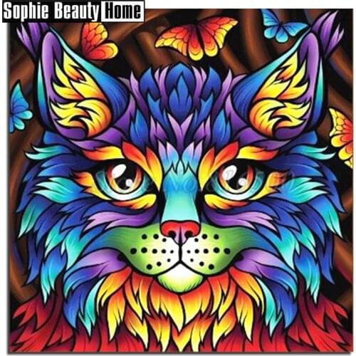Diamond Painting Animal Full Square/Round Drill Color Cat Wolf 5D Daimond Embroidery Cross Stitch Picture Crystal Mosaic 197004