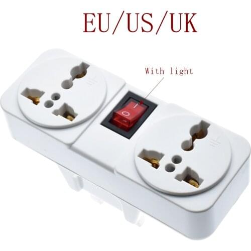 White Portable Universal Wall socket EU US UK extension socket 250V 6A 10A 125V power converter plug Adapter with on off switch