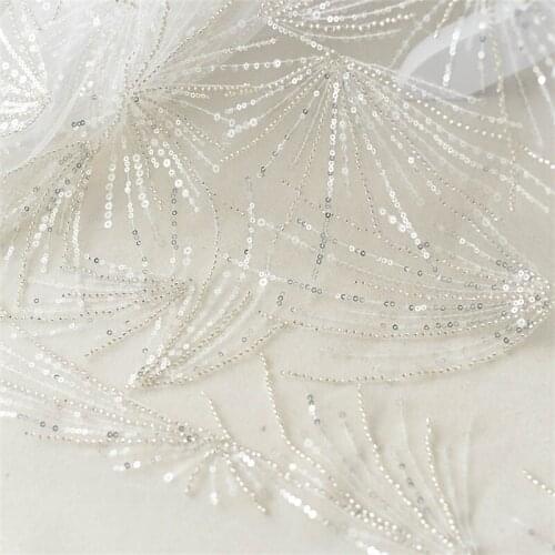 Fireworks Sequins 1 yards Mesh Lace Fabric Tulle Mesh DIY Wedding Dress Sewing Material V2703