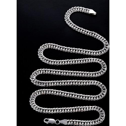 925 Sterling Silver Horsewhip Chain Necklace Hiphop Rock Women Men Fine Jewelry Platinum Color Long 40 45 50 55 60 Width 2 3 4 5