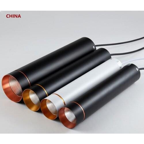 Dimmable Cylinder LED Pendant Lights Long Tube Lamps Kitchen Dining Room Shop Bar Decoration Cord Pendant Lamp Background Lights