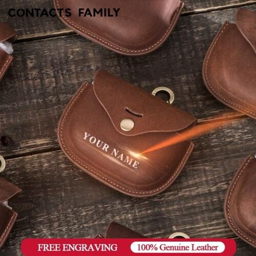 CONTACTS FAMILY Wholesale Cow Leather Case For SONY WF-1000XM3 Earphone Accessories Charging Box Cover For WF 1000 XM3 keychain