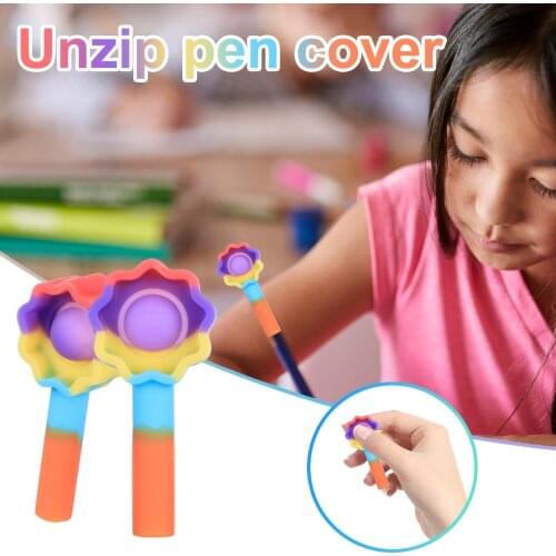 Decompression Keychain Cap Cover Squeeze Music Vent Ball Finger Bubble Sensory Relieves Stress Toy Pen Cap Cover