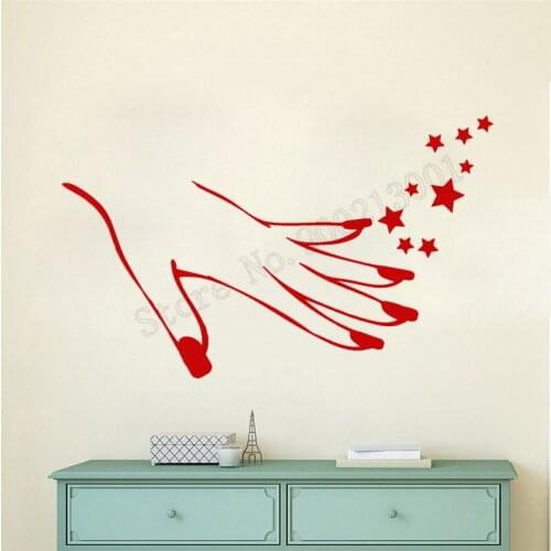 Girl Hand Manicure Wall Sticker Vinyl Art Removeable Poster Beauty Salon Decor Modern Fashion Ornament Mural Decals LY947