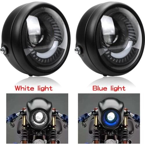 6.5" Motorcycle Universal Blue LED Headlight Motorcycle Spiral Headlamp for Sportster Cafe Racer Bobber Motobike Accessories