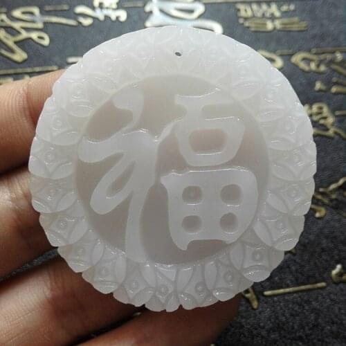 Chinese Handmade Natural White Afghanistan Stone Pendant Necklace Fashion Men Women Carving Jades Pendants Jewelry