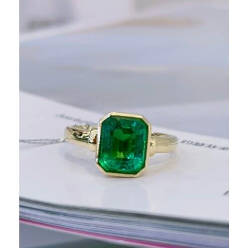 LR718 Emerald Ring 2.0ct Pure 18K Gold Jewelry Vivid Green Emerald Gemstone Diamond Female Rings for women Fine Ring