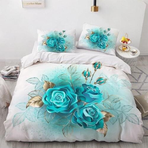 3D Digital Printing Custom Bedding Set,Single Double King,Blanket/Quilt/Duvet Cover Set luxury Blue rose Bedclothes Microfiber20