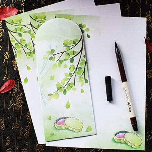 Green Leaves 10 Envelope 10 Sheets Letter Paper Set Writing Love Letters Wedding Envelopes Invitations Office School Supplies