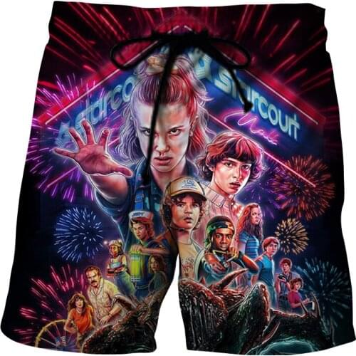 Summer mens and womens beach pants 3D printing black quick-drying swimwear beach surf pants fitness shorts clothing