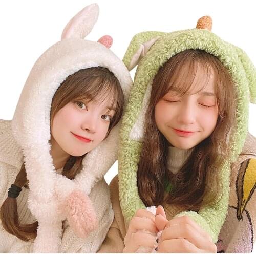 Hot Fashion Women Girls Moving Ears Hat Dinosaur Winter Plus Warm Fun Multifunction Clothing Accessories 3 Colors