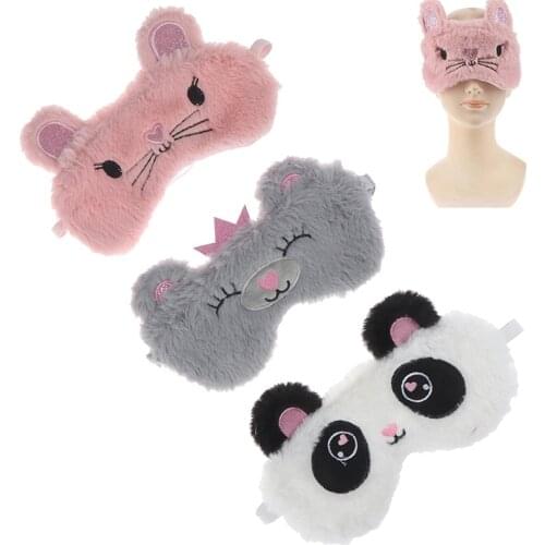 Panda Eye Mask Plush Animal Mouse Bear Eye Cover Cute Plush Eye Mask Girl Toy Suitable For Travel Home Party Eyeshade