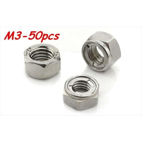 Metric M3 304 Stainless Steel Metal Lock Insert Nuts 50Pcs/Lot Free Shipping