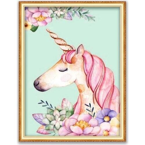 Cartoon Unicorn DIY Embroidery Cross Stitch 11CT Kits Needlework Craft Set Cotton Thread Printed Canvas Home Decoration Design