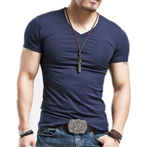 Clothing 2021 Brand 10 colors Men T Shirt Fitness T-shirts Mens V neck Man T-shirt For Male Tshirts S-5XL Free Shipping