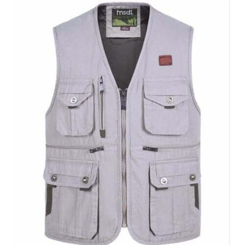 Reporter Photographer Vest Mens Cotton Multi-Pocket Vest outdoor hiking travel fishing Waistcoat Plus Size Sleeveless Jacket