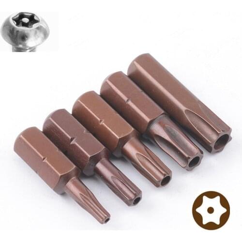 5Pcs 1/4 Inch S2 Alloy Steel Magnetic Torx Screwdriver Bits Set Tools 25MM Long T10 T15 T20 T25 T30