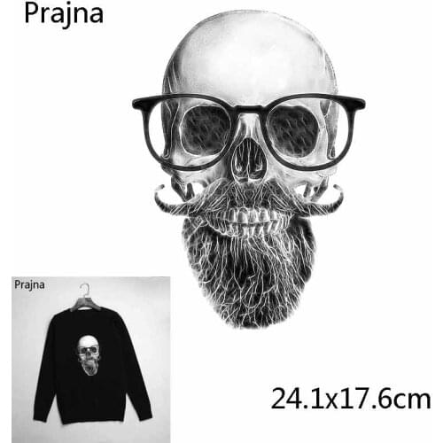 Prajna Mexican Skull Iron-On Transfers Biker Jacket Patches Patch Bikers Patches For Clothing Coat Grade-A Thermal transfer D
