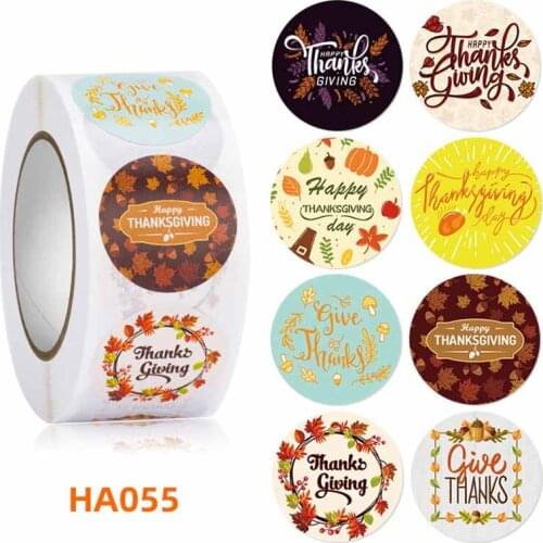 Thanks Giving Stickers 500pcs Happy Thanksgiving Day Be Grateful Pumkin Gift Box Tags Candy Handbag Envelope Seal Label Decor