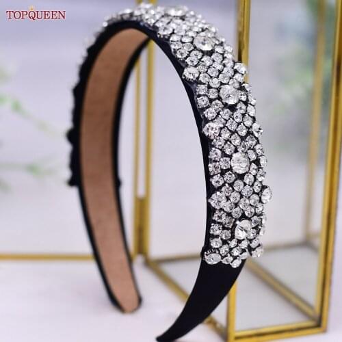 TOPQUEEN S28B-FG Baroque Headhoop Wedding Hair Accessory Bridal Tiara Headpiece Silver Rhinestone Headband Wedding Hair Jewelry