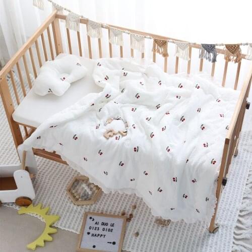 Baby Cotton Quilt with falbala Princess Thick Baby Bed Blanket Winter Cotton Muslin Blankets For Newborns All Season 100x100cm