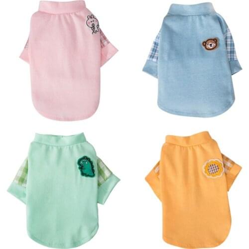Spring Summer Pet Dog Clothes Breathable Thin Dog T-shirt Cartoon Cat Clothing For Chihuahua Vest Teddy Dress Up Dog Supplies
