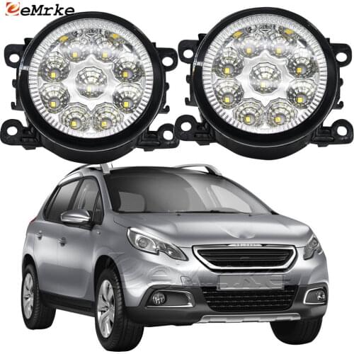 2PCS Car Styling 9-Pieces LED Fog Light Lamp for Peugeot 2008 2014 2015 2016 2017 2018 2019 H11 12V Halogen Fog Lights DRL