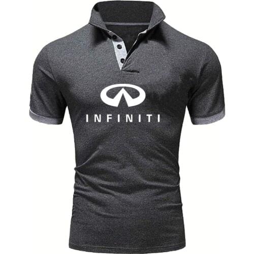 NEW Fashion tops Infiniti Car Logo Printing Summer Mens Solid color short sleeve high quality Pure cotton Mens polo shirt
