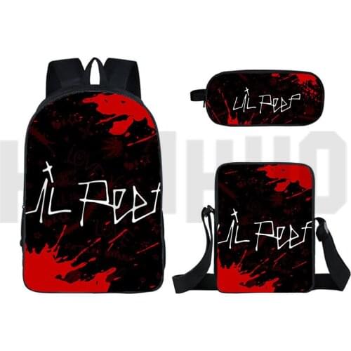 Fashion 16 Inch Lil Peep School Bag Backpacks for School Teenagers Girls Anime 3D Print Bagpack Sac A Doc Pencil Case 3 Pcs Set