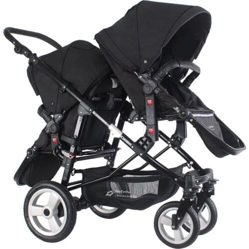 Hot mom Twin stroller high view baby stroller BB double front and rear carriage can sit and lie down light folding baby