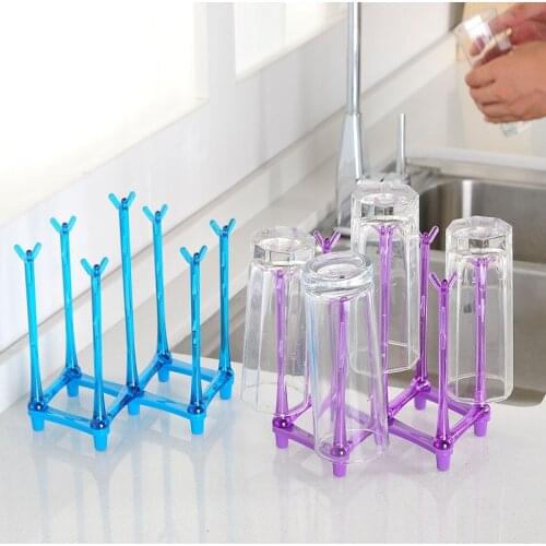 Cup Storage Rack Creative Tensile Drain Eco-friendly Cup Holder Colorful Folding Home Kitchen Storage Cup Storage Holder
